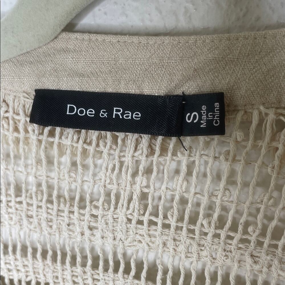 Doe & Rae Women's Beige Cardigan size small boho fringe cardigan - Picture 3 of 6